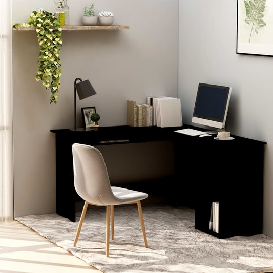L-Shaped Corner Desk Black 47.2"x55.1"x29.5" Engineered Wood