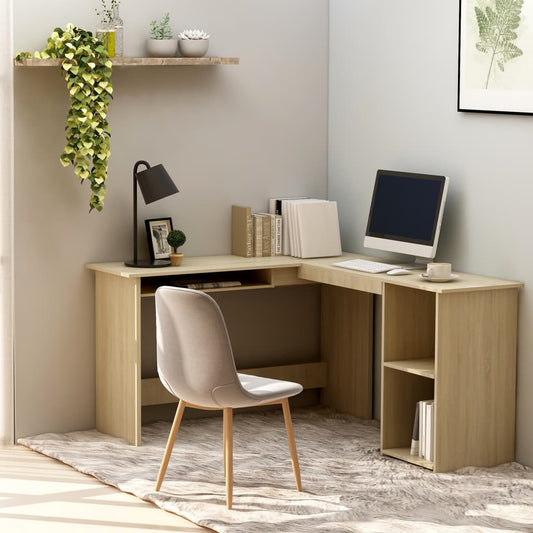 L-Shaped Corner Desk Sonoma Oak 47.2"x55.1"x29.5" Engineered Wood