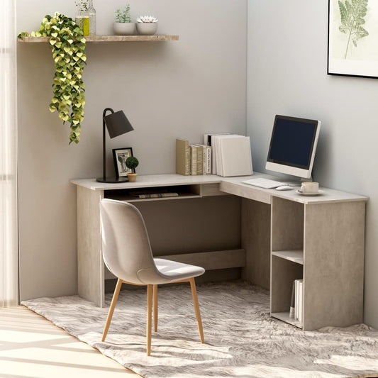 L-Shaped Corner Desk Concrete Gray 47.2"x55.1"x29.5" Engineered Wood
