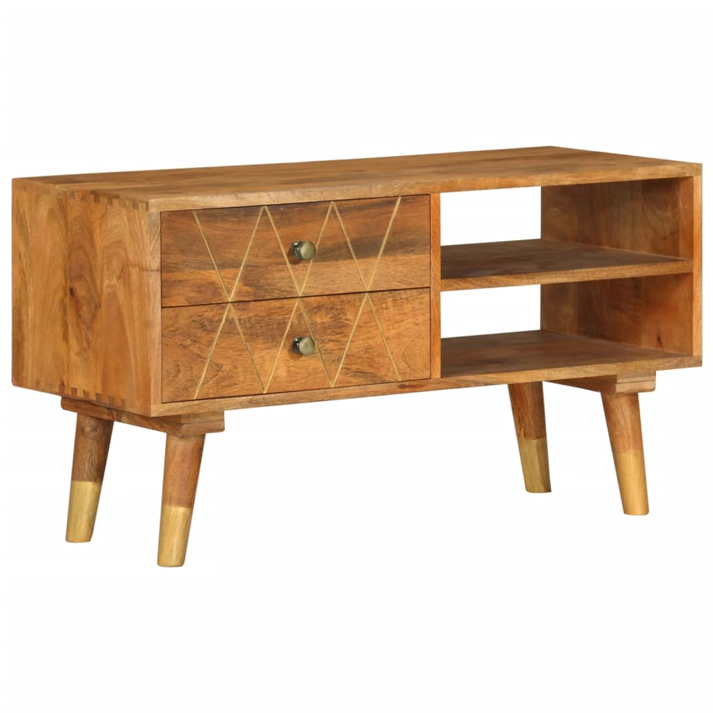 TV Cabinet 33.5"x13.8"x18.5" Solid Mango Wood