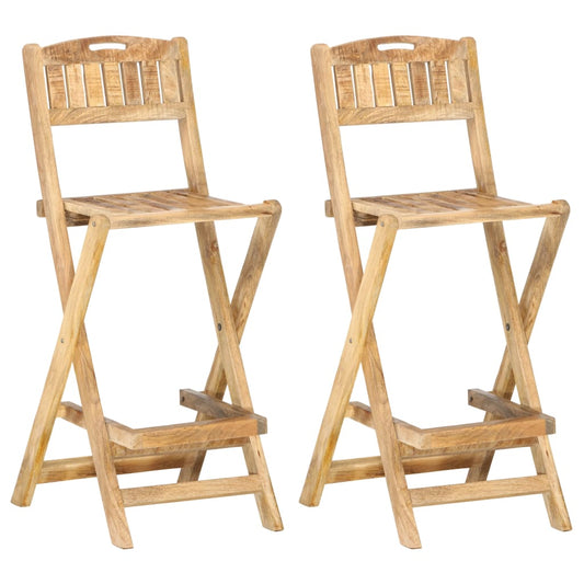 Folding Patio Bar Chairs 2 pcs Solid Mango Wood