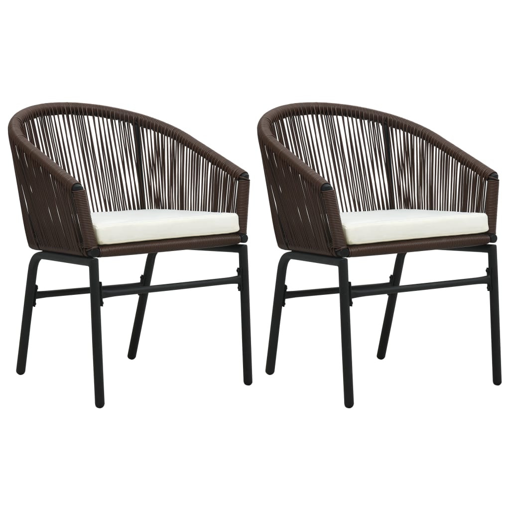 Patio Chairs 2 pcs Brown PE Rattan