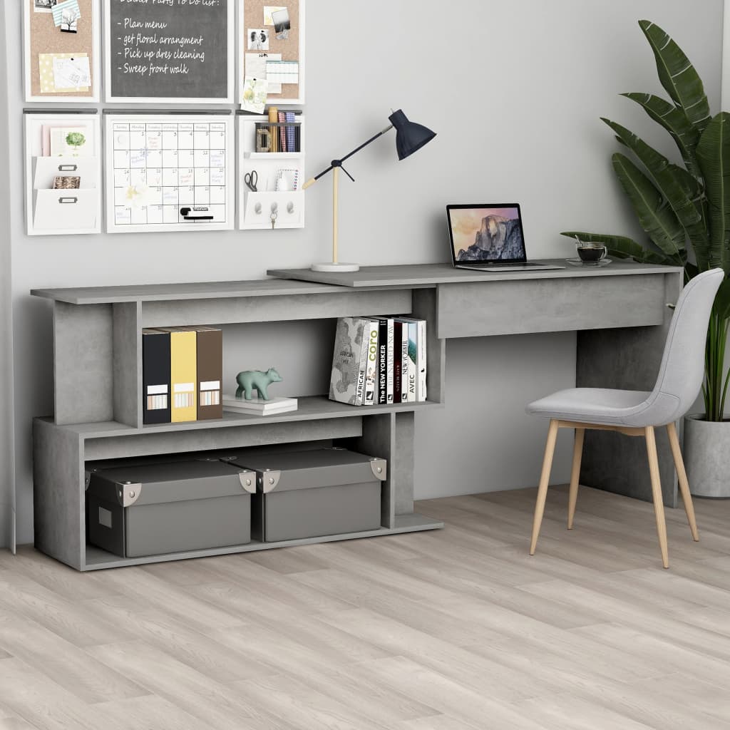 Corner Desk Concrete Gray 78.7"x19.7"x29.9" Engineered Wood