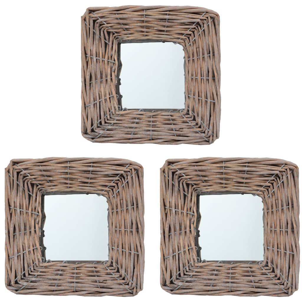 Mirrors 3 pcs 5.9"x5.9" Wicker