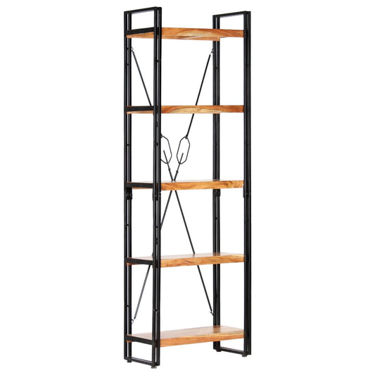 5-Tier Bookcase 23.6"x11.8"x70.9" Solid Acacia Wood