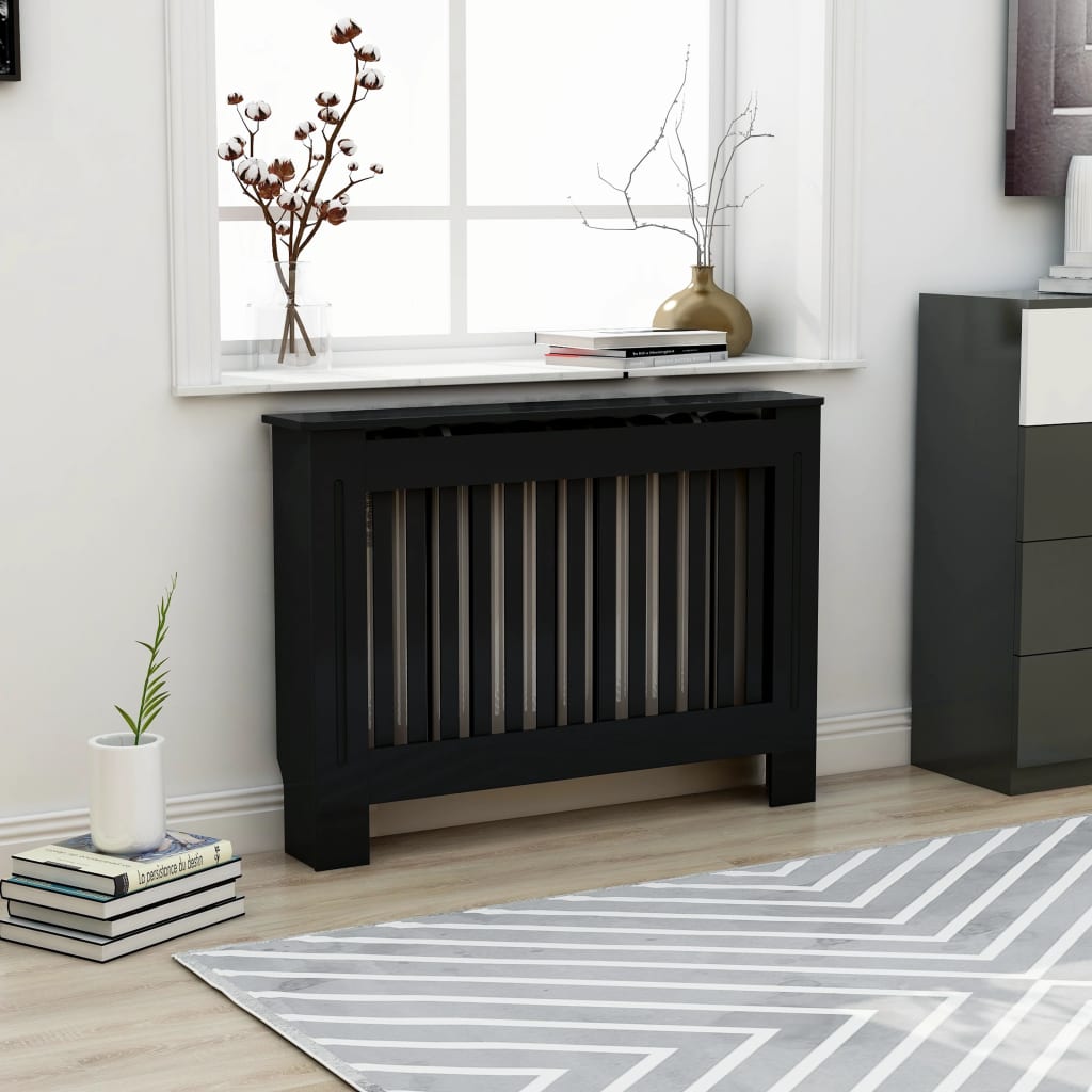 Radiator Cover Black 44.1"x7.5"x31.9" MDF