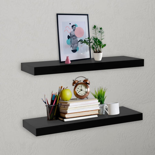 Floating Wall Shelves 2 pcs Black 23.6"x7.9"x1.5"