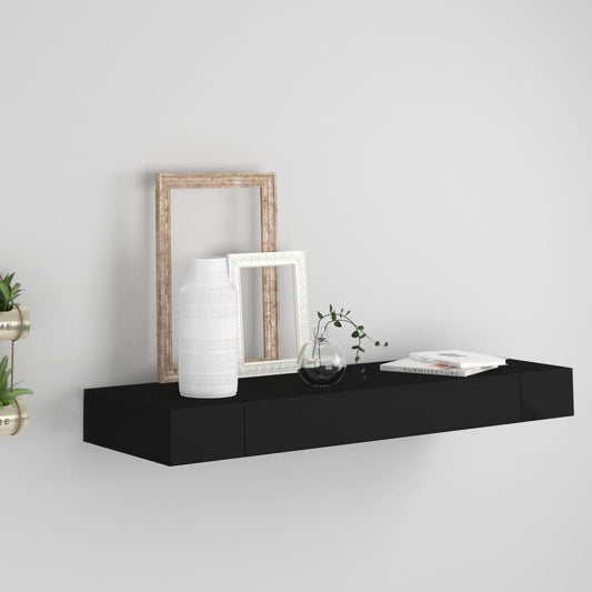 Floating Wall Shelf with Drawer Black 31.5"x9.8"x3.1"