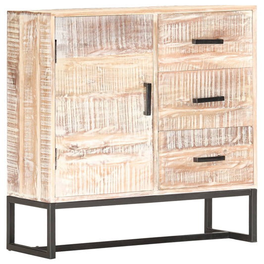 Sideboard White 28.7"x11.8"x29.5" Solid Acacia Wood