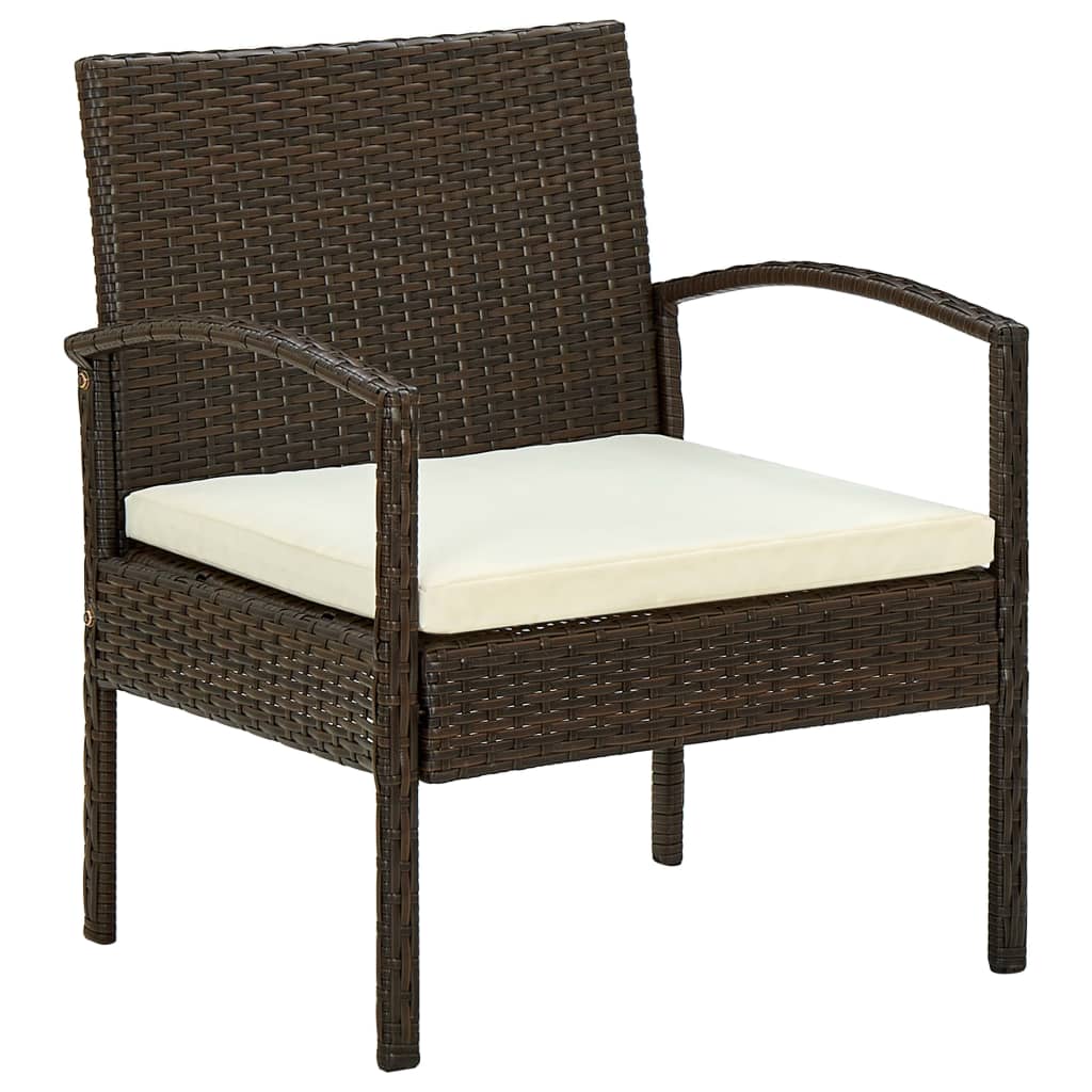 Patio Chair with Cushion Poly Rattan Brown