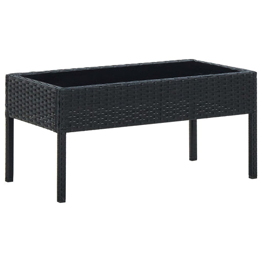 Patio Table Black 29.5"x15.7"x14.6" Poly Rattan