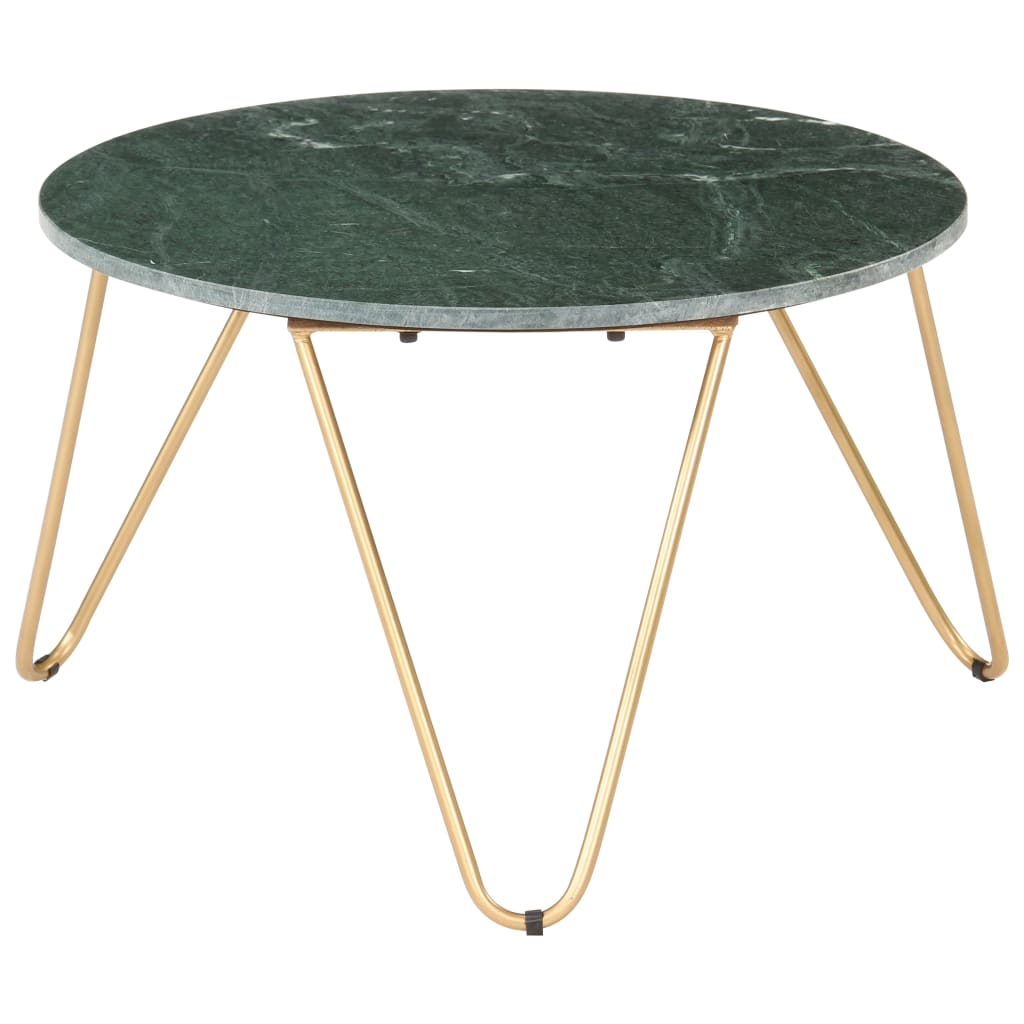 Coffee Table Green 25.6"x25.6"x16.5" Real Stone with Marble Texture