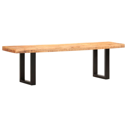 Bench 63" Solid Rough Mango Wood and Steel