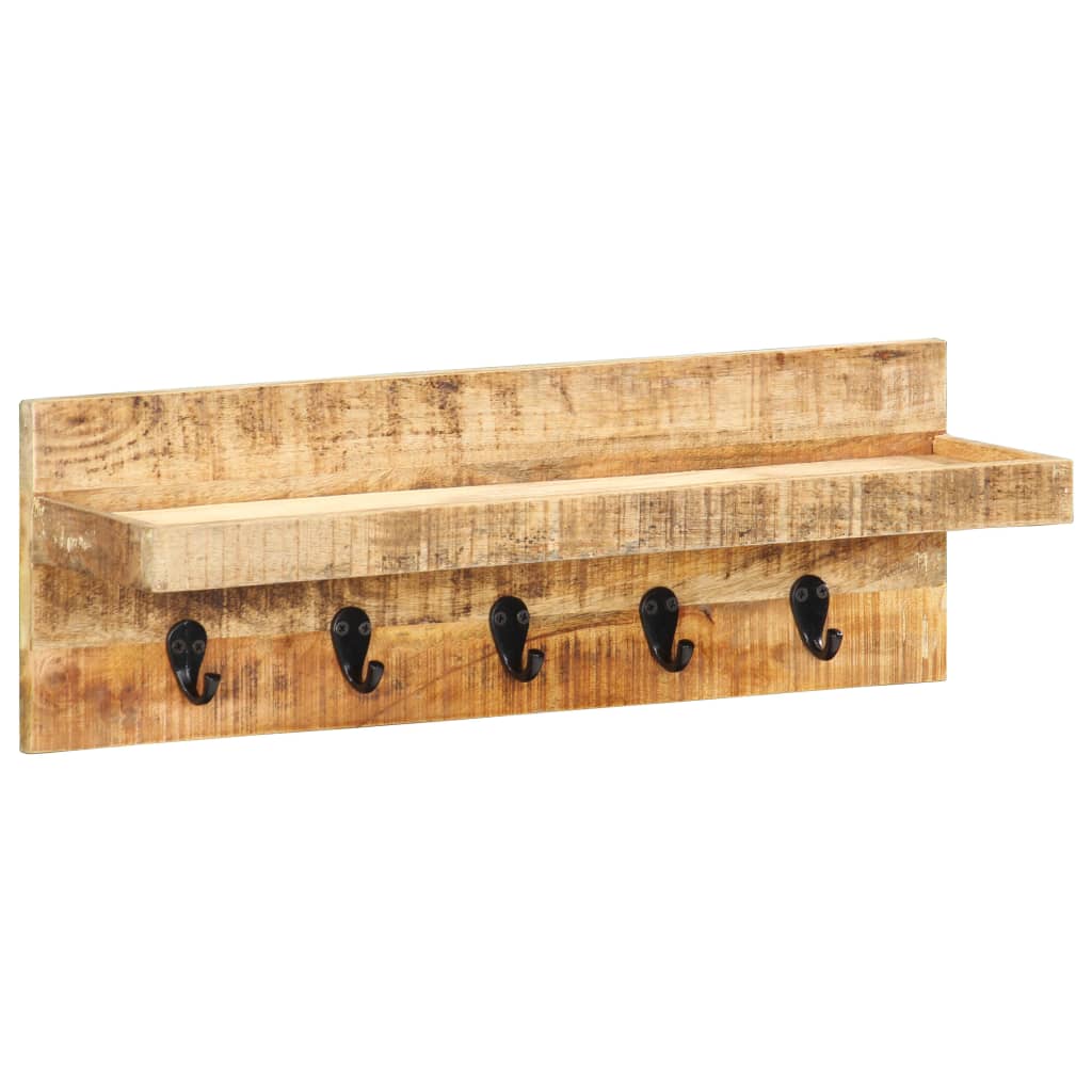 Wall Mounted Coat Rack 23.6"x5.9"x7.9" Solid Rough Mango Wood
