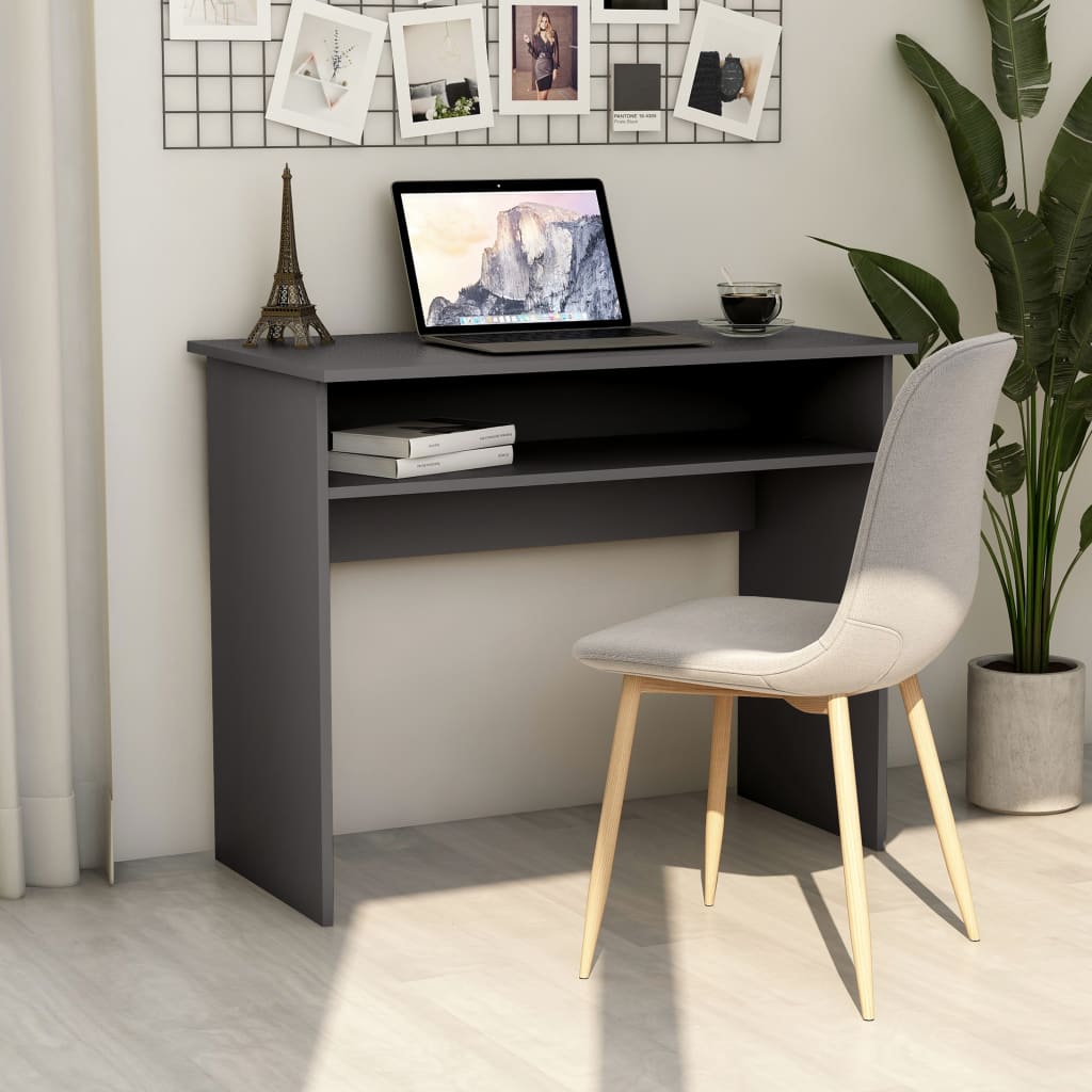 Desk Gray 35.4"x19.7"x29.1" Engineered Wood