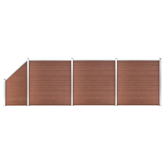 WPC Fence Set 3 Square + 1 Slanted 243.7"x73.2" Brown