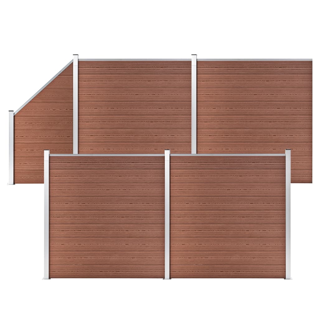 WPC Fence Set 4 Square + 1 Slanted 311.8"x73.2" Brown