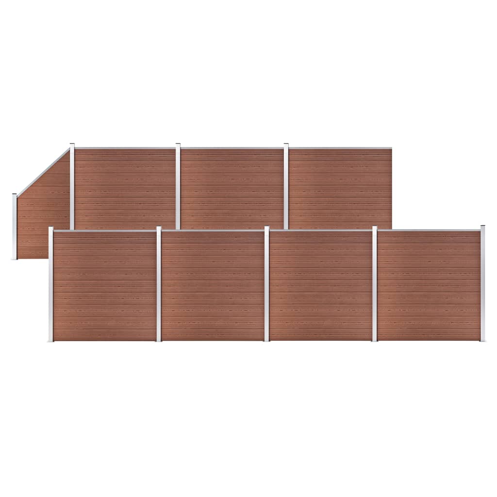 WPC Fence Set 7 Square + 1 Slanted 516.1"x73.2" Brown