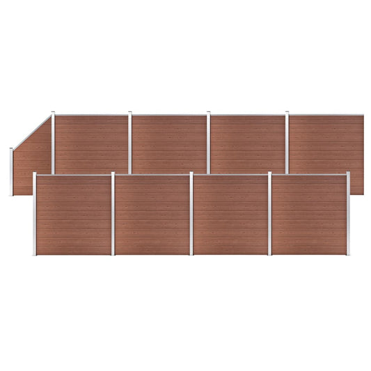 WPC Fence Set 8 Square + 1 Slanted 584.3"x73.2" Brown