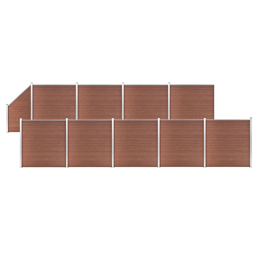 WPC Fence Set 9 Square + 1 Slanted 652.4"x73.2" Brown