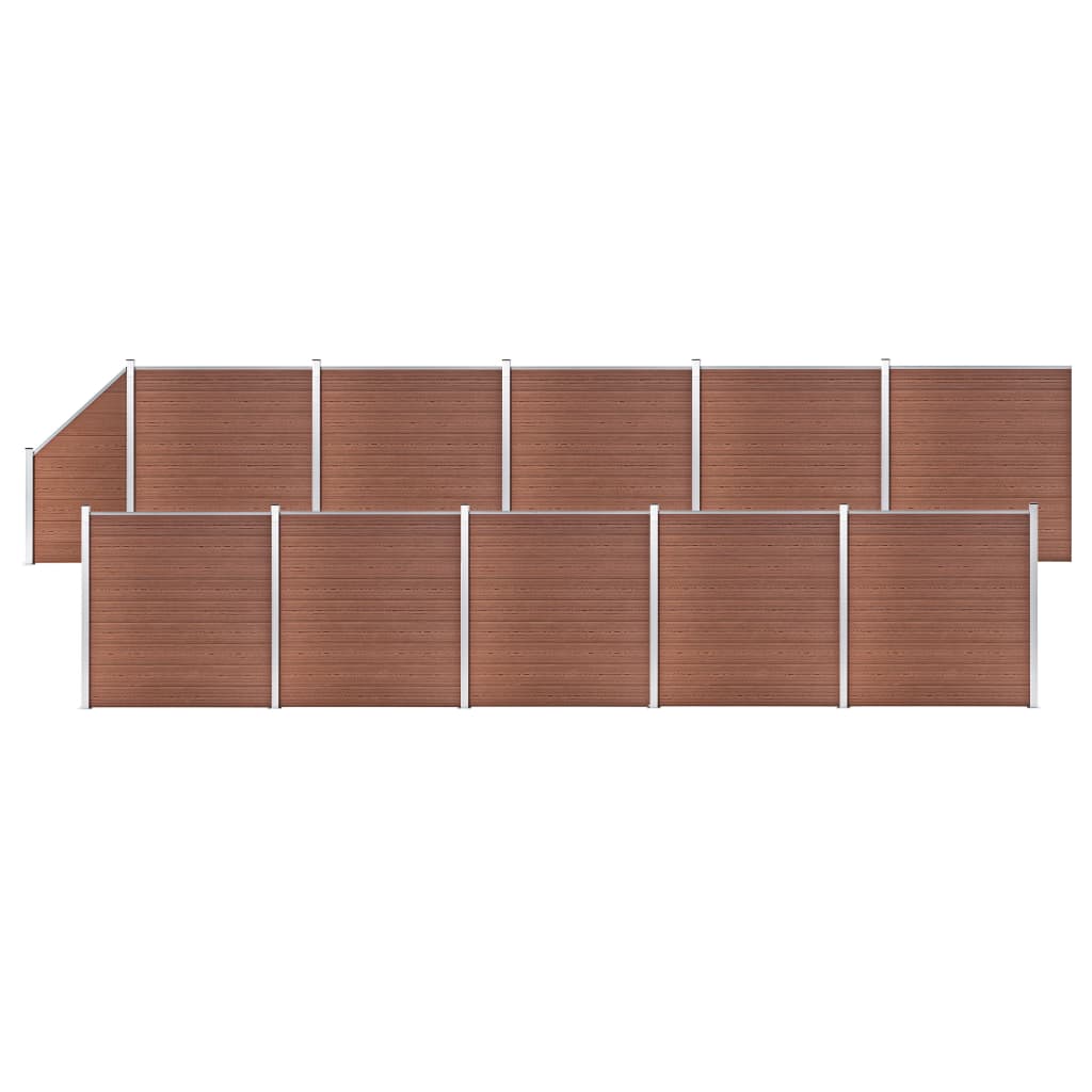 WPC Fence Set 10 Square + 1 Slanted 720.5"x73.2" Brown