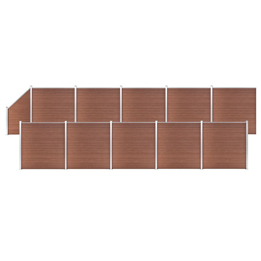 WPC Fence Set 10 Square + 1 Slanted 720.5"x73.2" Brown