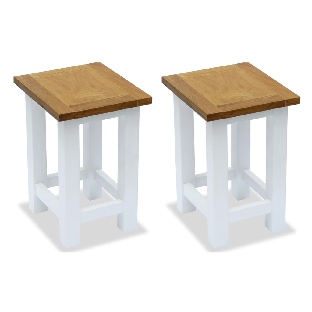 End Tables 2 pcs 10.6"x9.4"x14.6" Solid Oak Wood
