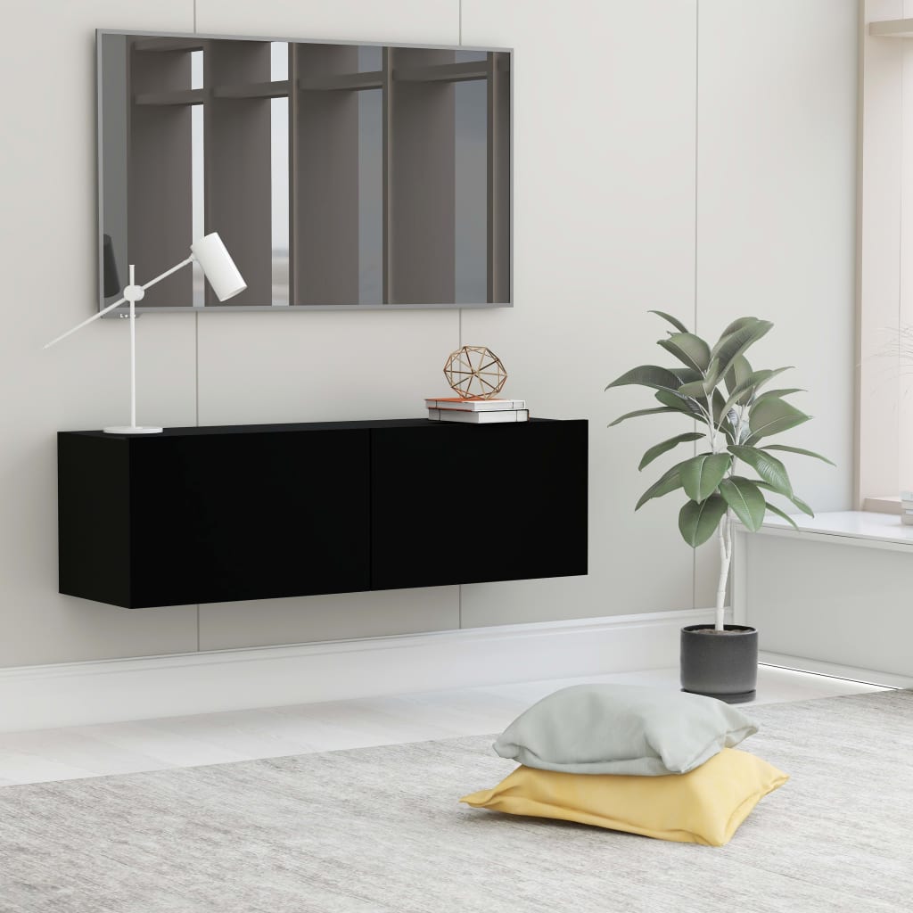 TV Cabinet Black 39.4"x11.8"x11.8" Engineered Wood