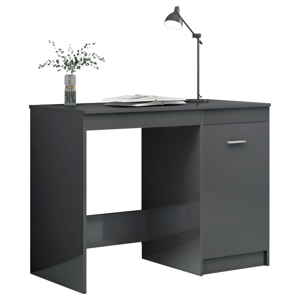 Desk High Gloss Gray 39.4"x19.7"x29.9" Engineered Wood