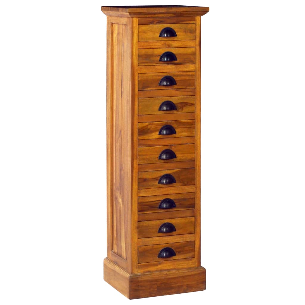 10-Drawer Cabinet 13.8"x11.8"x47.2" Solid Teak Wood