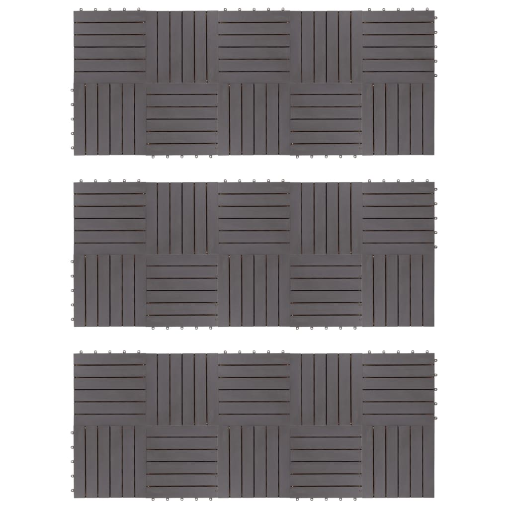 Decking Tiles 30 pcs Gray Wash 11.8"x11.8" Solid Acacia Wood