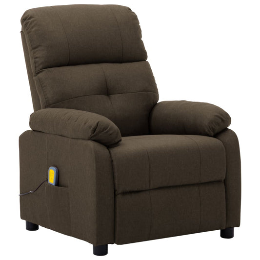 Massage Recliner Brown Fabric