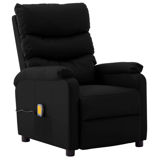 Massage Recliner Black Faux Leather