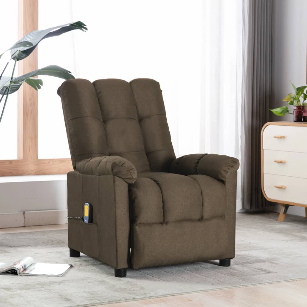 Massage Recliner Brown Fabric