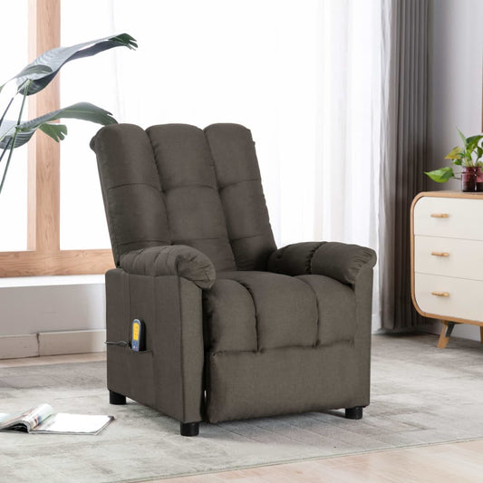 Massage Recliner Taupe Fabric