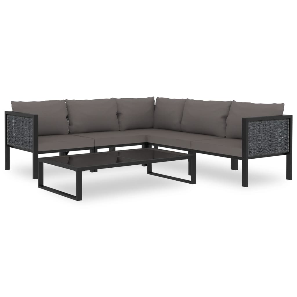 6 Piece Patio Lounge Set with Cushions Poly Rattan Anthracite