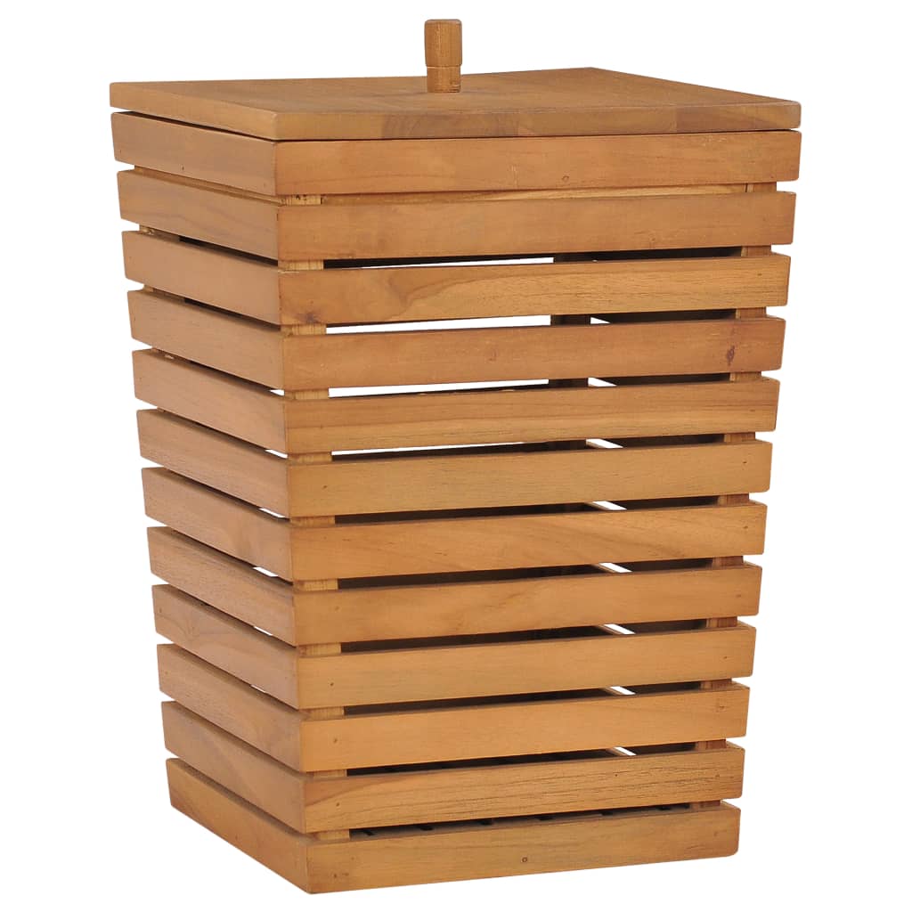 Laundry Basket 11.8"x11.8"x17.7" Solid Teak Wood