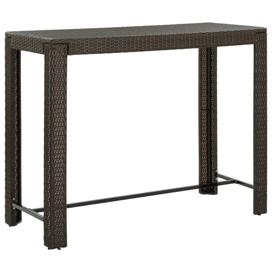 Patio Bar Table Brown 55.3"x23.8"x43.5" Poly Rattan