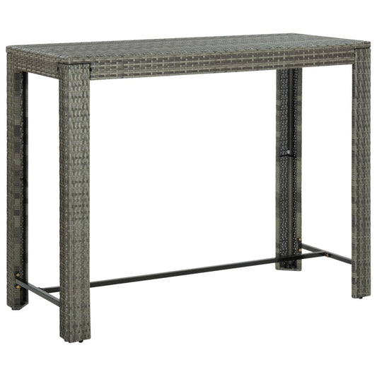 Patio Bar Table Gray 55.3"x23.8"x43.5" Poly Rattan