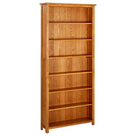 7-Tier Bookcase 35.4"x8.9"x78.7" Solid Oak Wood