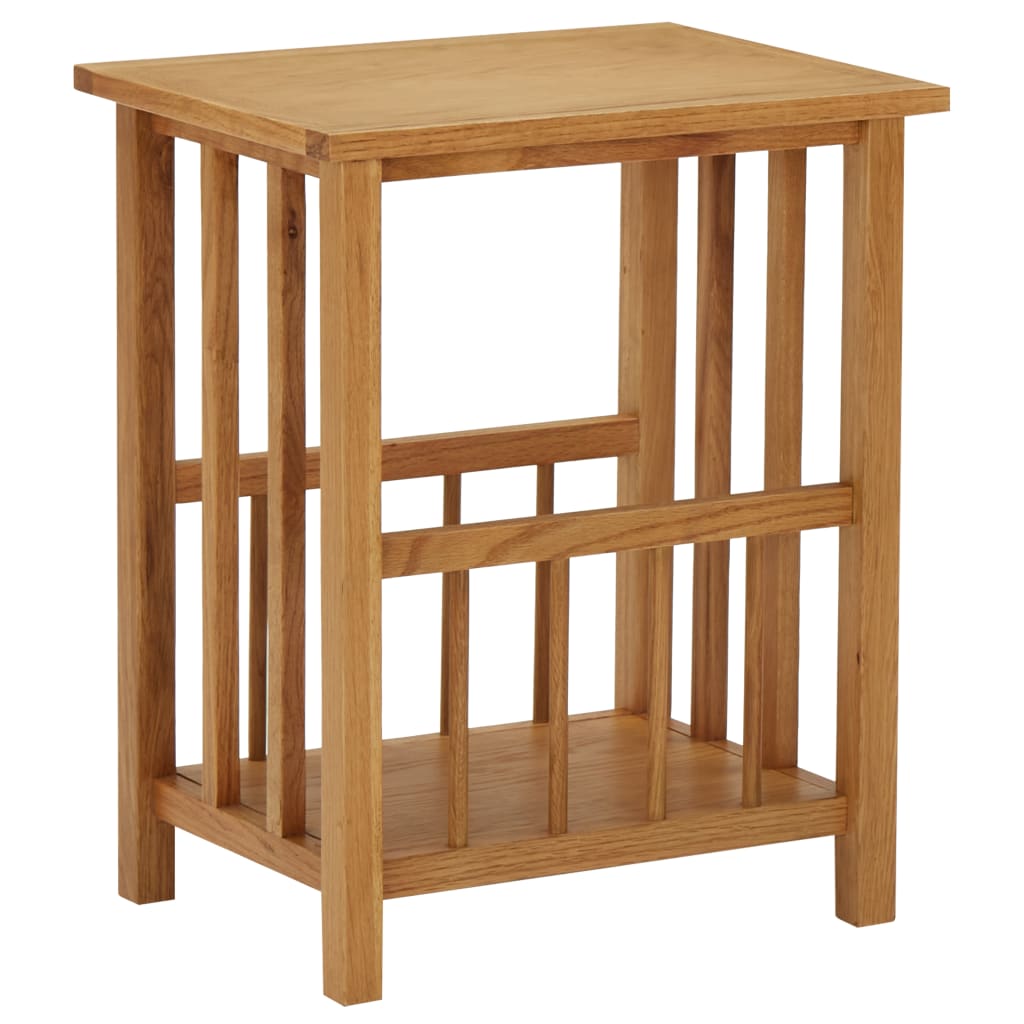 Magazine Table 17.7"x13.8"x21.6" Solid Oak Wood