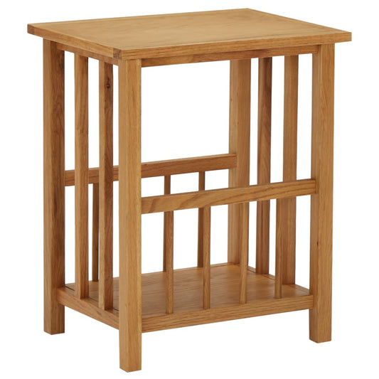Magazine Table 17.7"x13.8"x21.6" Solid Oak Wood