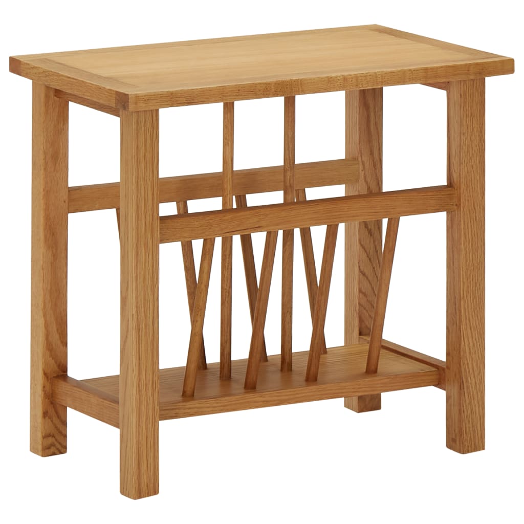 Magazine Table 17.7"x10.6"x16.5" Solid Oak Wood