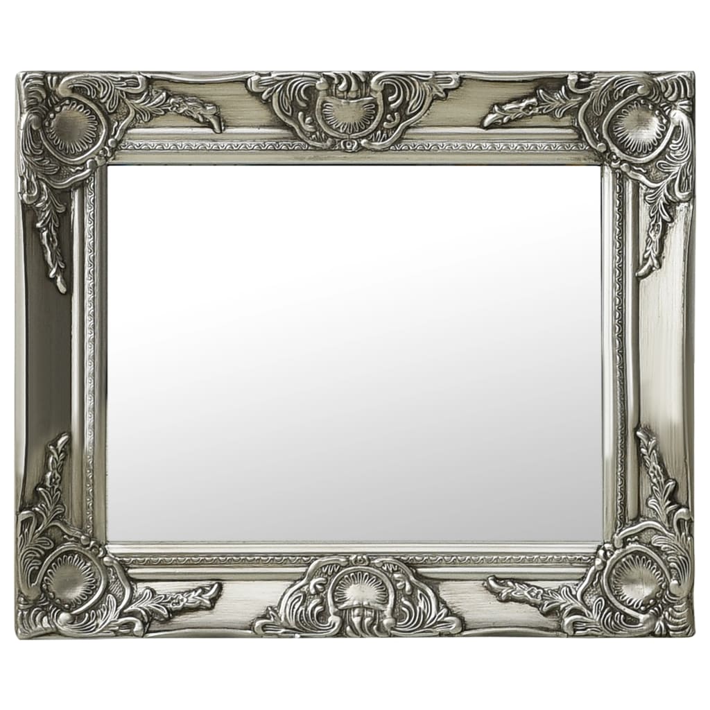 Wall Mirror Baroque Style 19.7"x15.7" Silver