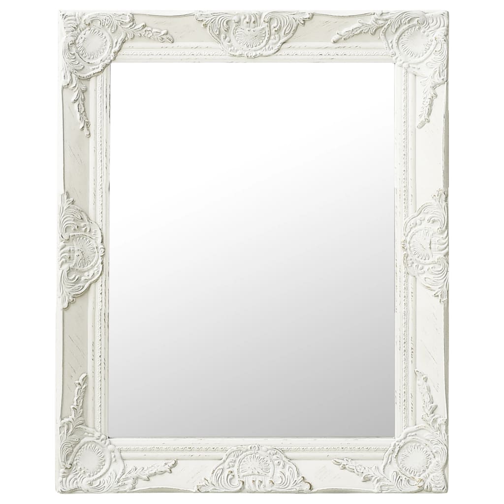 Wall Mirror Baroque Style 19.7"x23.6" White
