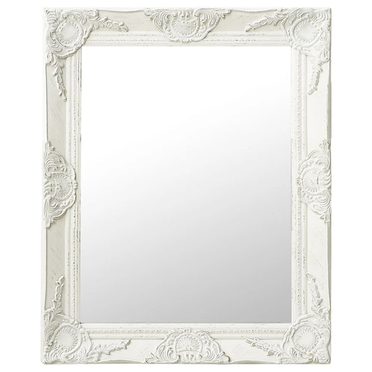 Wall Mirror Baroque Style 19.7"x23.6" White