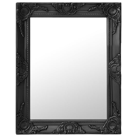 Wall Mirror Baroque Style 19.7"x23.6" Black