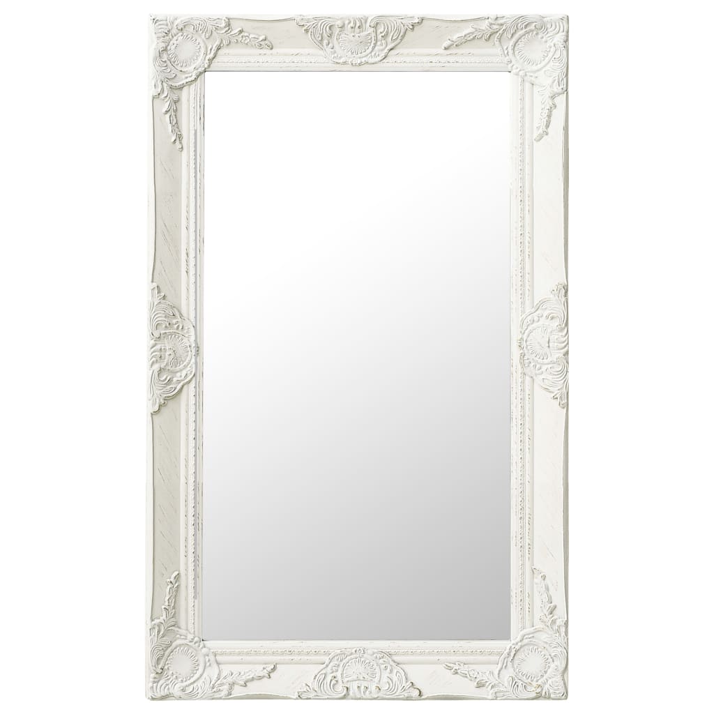 Wall Mirror Baroque Style 19.7"x31.5" White