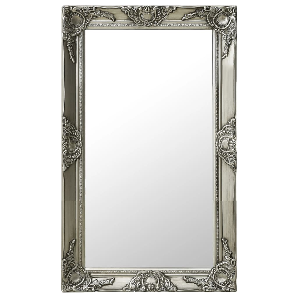 Wall Mirror Baroque Style 19.7"x31.5" Silver