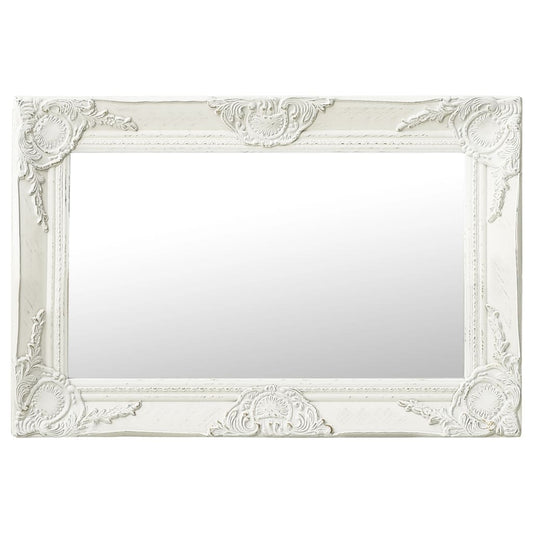 Wall Mirror Baroque Style 23.6"x15.7" White